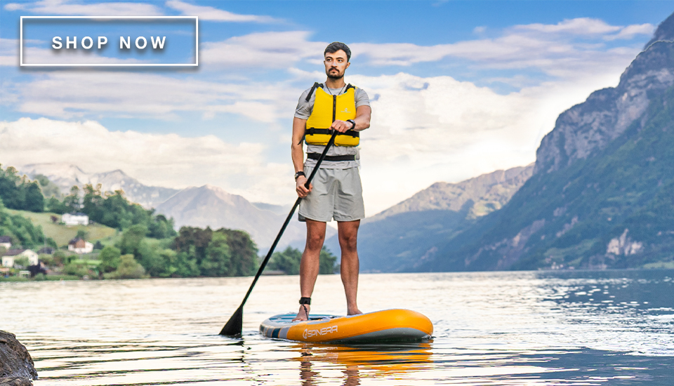 Man on a SUP on a lake